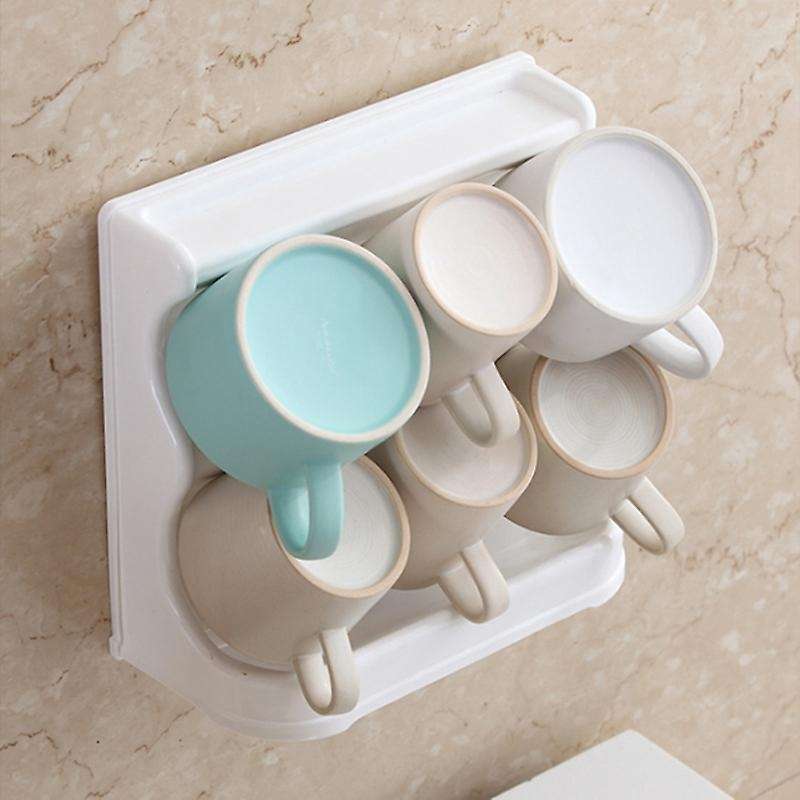Kitchen Rack Cup Holder Storage Box Wall-Mounted Cup Holder Coffee Cup Cup Holder Drying Rack Six P