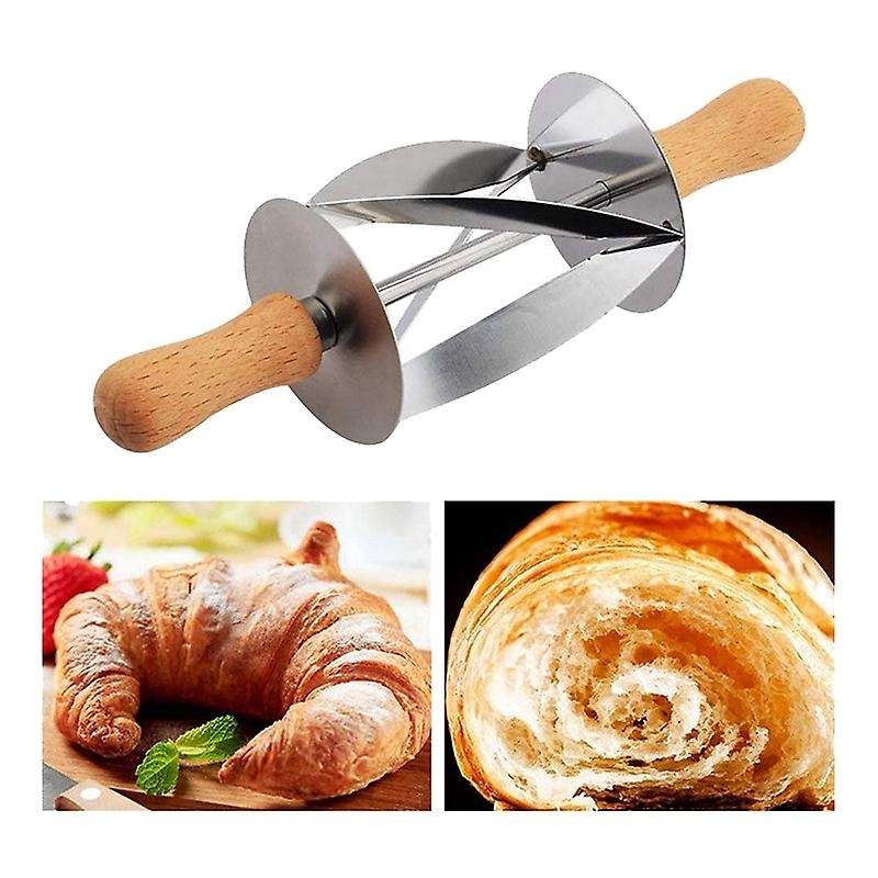 Kitchen Set,Stainless Steel Rolling Dough Cutter for Making Cake,Wooden Handle Dough Whisk Mixer
