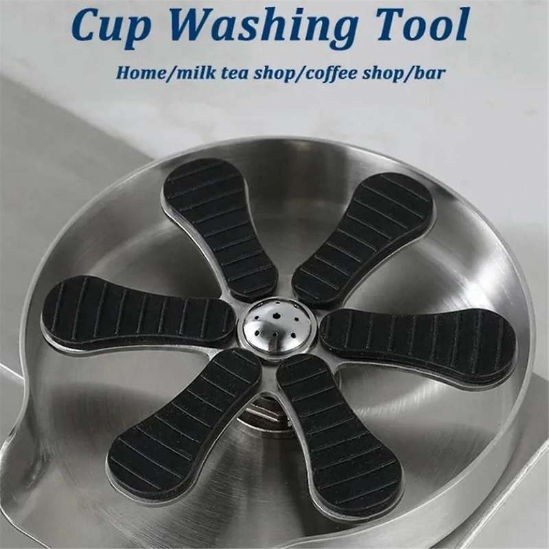 Kitchen Sink Glass Cup Wash Automatic Stainless Steel Pressure Washer Cup Tool Cleaning Faucet Bar R