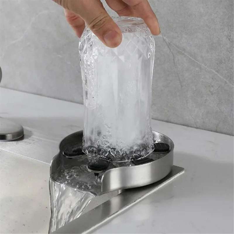 Kitchen Sink Glass Cup Wash Automatic Stainless Steel Pressure Washer Cup Tool Cleaning Faucet Bar R