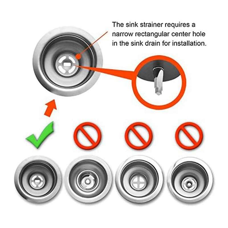 Kitchen Sink Strainer and Stopper Combo Basket Replacement Stainless Steel Basket with Plastic Knob