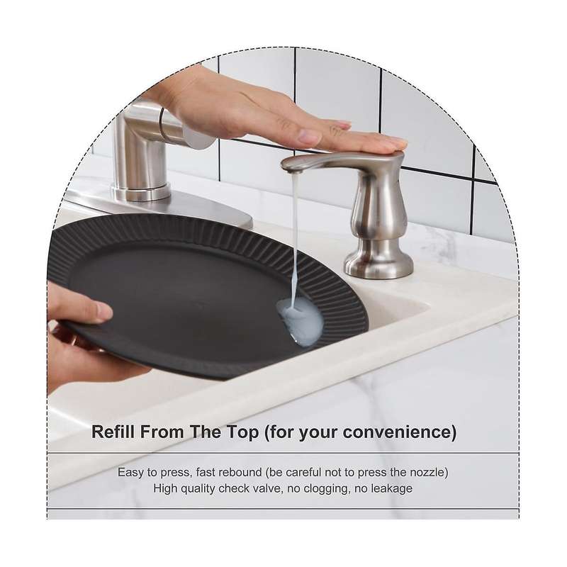 Kitchen Sink Soap Dispenser Brushed Nickel,under-sink Soap Dispenser with Silicone Extension Tube Ki