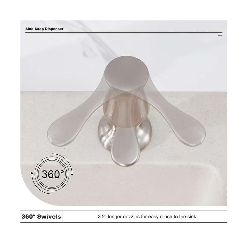 Kitchen Sink Soap Dispenser Brushed Nickel,under-sink Soap Dispenser with Silicone Extension Tube Ki