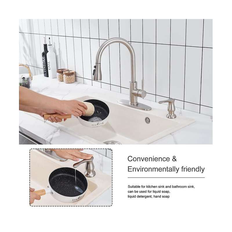 Kitchen Sink Soap Dispenser Brushed Nickel,under-sink Soap Dispenser with Silicone Extension Tube Ki