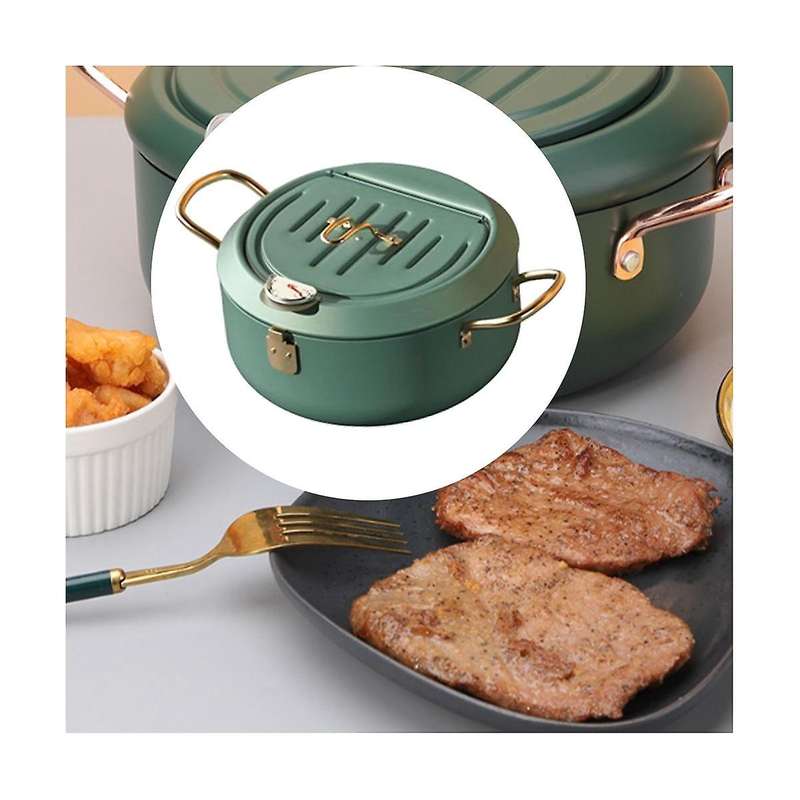 Kitchen Stainless Steel Deep Frying Pot Oil Fryer with A Thermometer and A Lid 304 Tempura Fryer Pa
