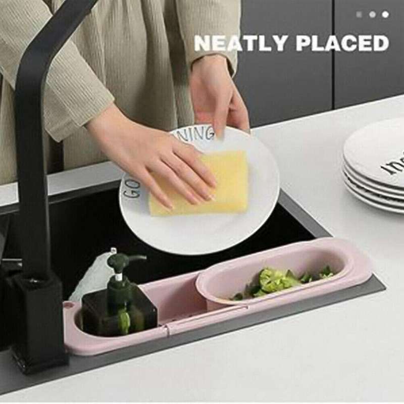 Kitchen Telescopic Sink Rack Shelf Expandable Kitchen Sink Organizers Sink Storage Basket Organizer