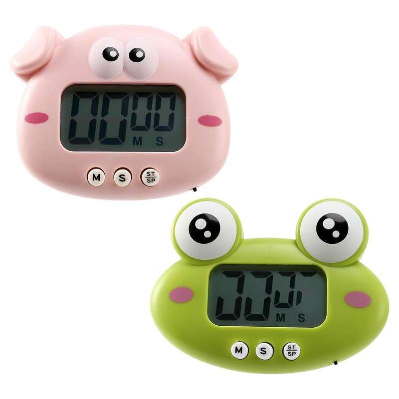 Kitchen Timer 2 Pieces, Cute Cartoon Animal Countdown Timer, Digital Cooking Timer with Magnetic, La