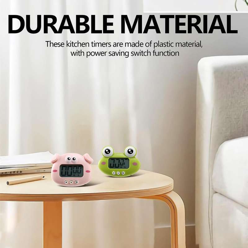 Kitchen Timer 2 Pieces, Cute Cartoon Animal Countdown Timer, Digital Cooking Timer with Magnetic, La