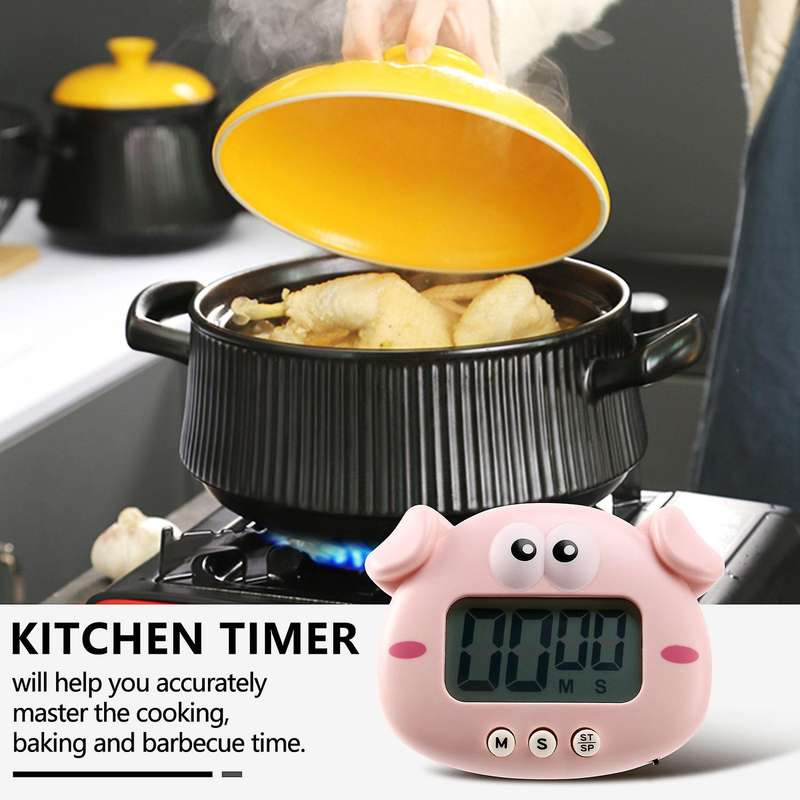 Kitchen Timer 2 Pieces, Cute Cartoon Animal Countdown Timer, Digital Cooking Timer with Magnetic, La