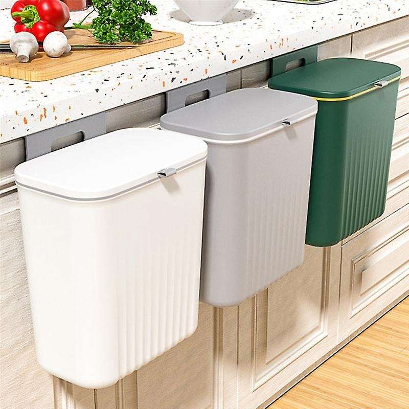 Kitchen Trash Can Household Cabinet Door Hanging Sliding Cover Storage Bucket Trash Can Wall-mounte