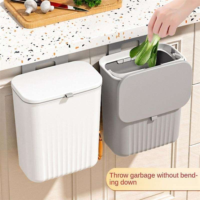 Kitchen Trash Can Household Cabinet Door Hanging Sliding Cover Storage Bucket Trash Can Wall-mounte