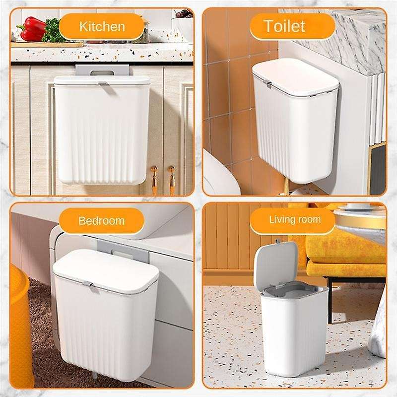 Kitchen Trash Can Household Cabinet Door Hanging Sliding Cover Storage Bucket Trash Can Wall-mounte