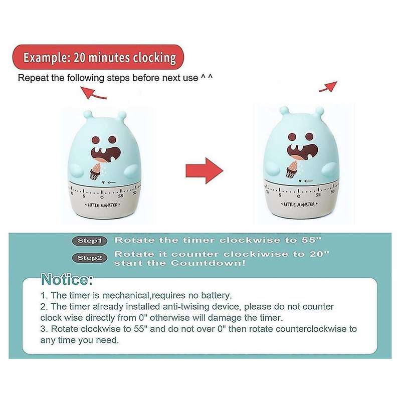 Kitchen Timer Little Mechanical Timer Egg Timer Cute Manual Mechanical Cooking Reminder Mechanical C