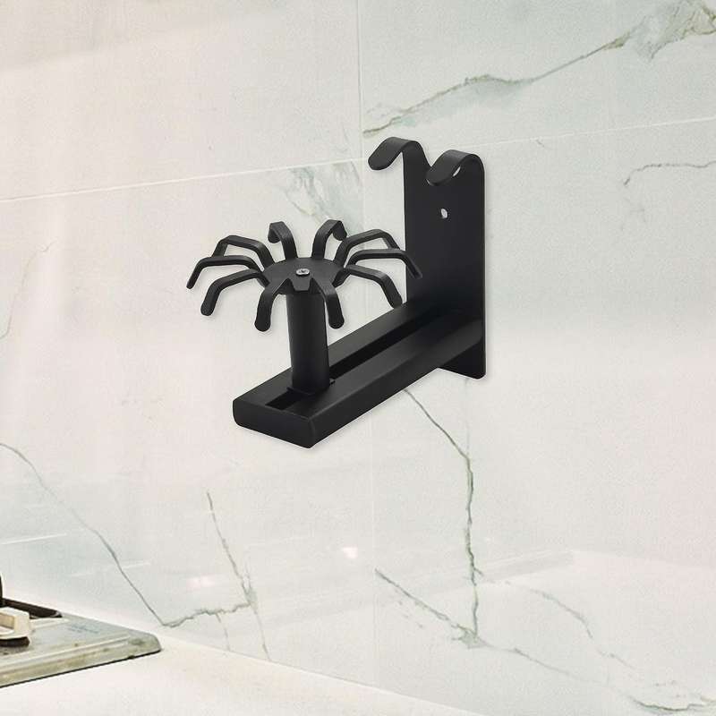 Kitchen Utensil Rack Wall Mounted, Pots and Pans Hanging Rack, Sliding Rail Rotating Pot Rack with 1