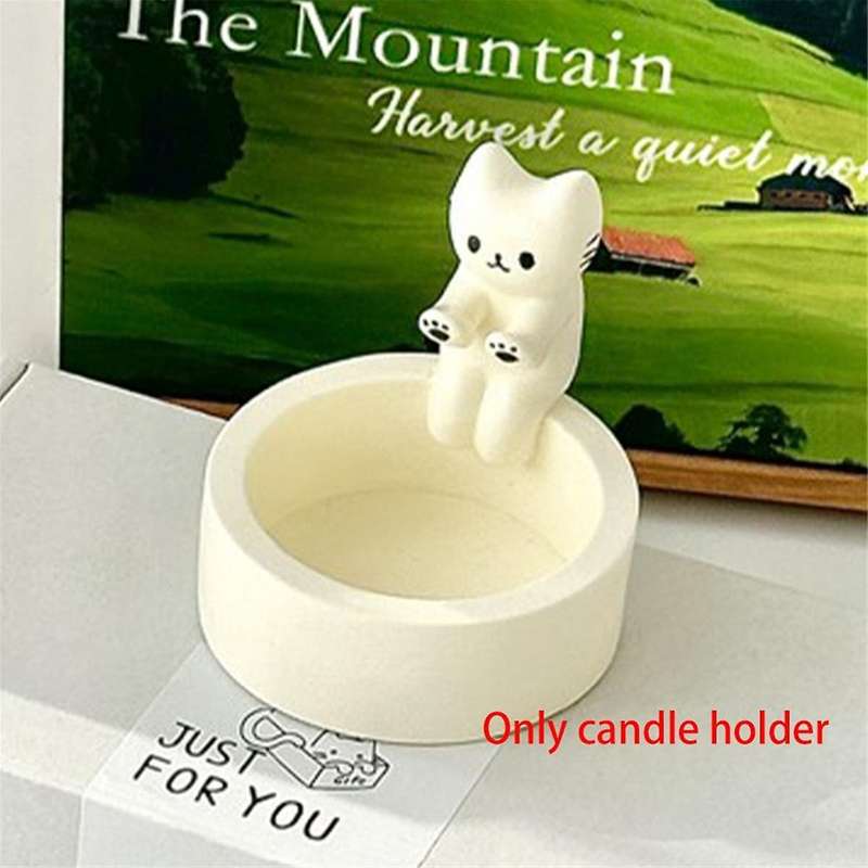 Kitten Candle Holder, Cute Grilled Cats Aromatherapy Candle Holder, Desktop Decorative Ornaments, Bi