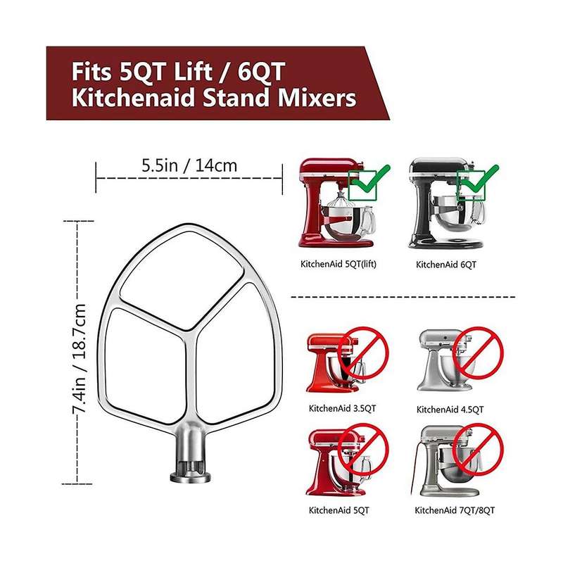 Kn256ww 6qt Wire Whip+mixer Aid Paddle for 6 Quart Stand Mixer Accessory Replacement, Egg Cream Stir