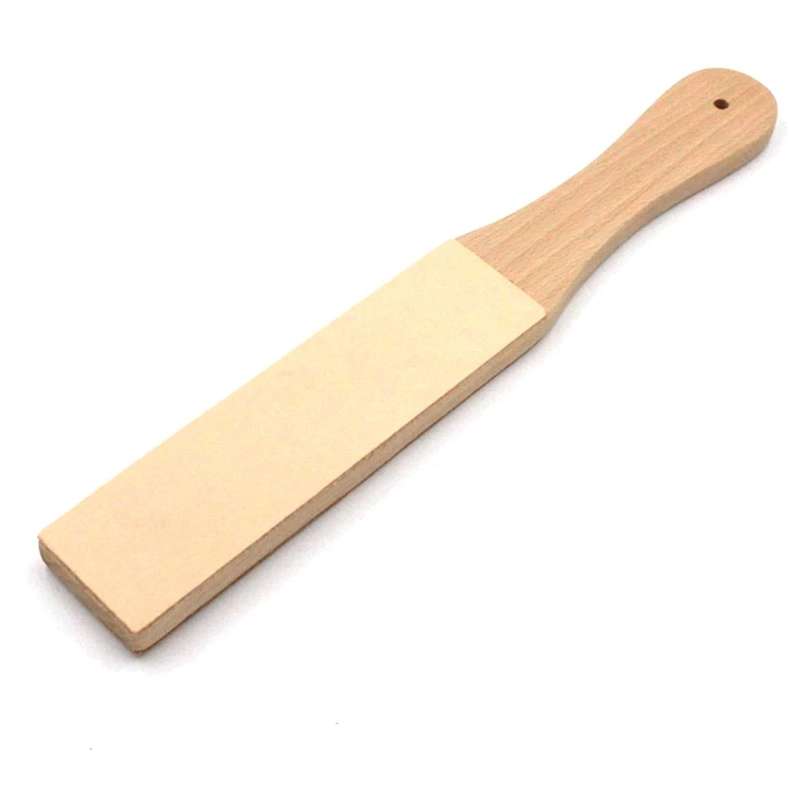 Knife Sharpener Wooden Handle Leather Sharpening Tools Handmade Razors Polishing Board and Polishing