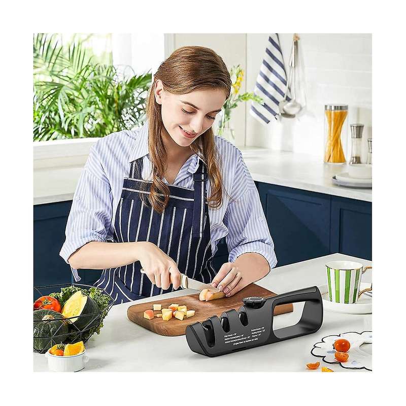 Knife Sharpeners with Adjustable Angle Knob, Multifunctional 3-stage Sharpening, Polishing Sharpene