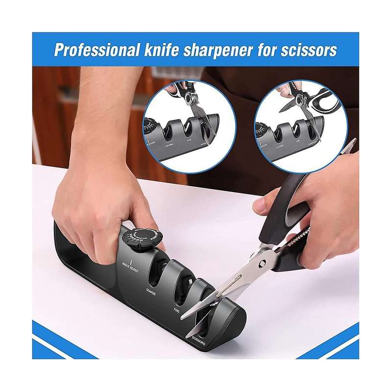 Knife Sharpeners with Adjustable Angle Knob, Multifunctional 3-stage Sharpening, Polishing Sharpene