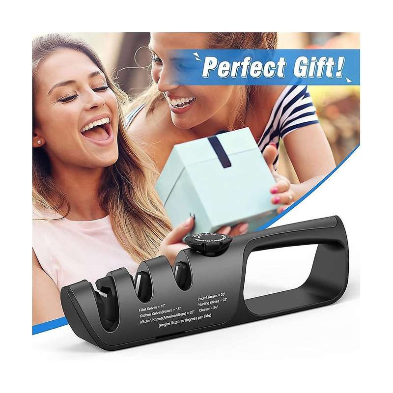 Knife Sharpeners with Adjustable Angle Knob, Multifunctional 3-stage Sharpening, Polishing Sharpene