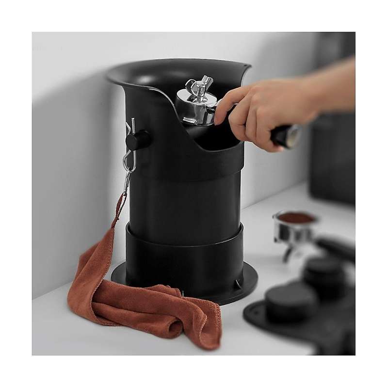 Knock Box for Espresso Grounds with Removable Non- Base, Coffee Grind Collection Dump Bin,black