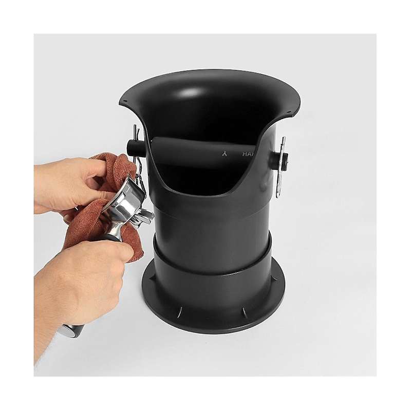 Knock Box for Espresso Grounds with Removable Non- Base, Coffee Grind Collection Dump Bin,black