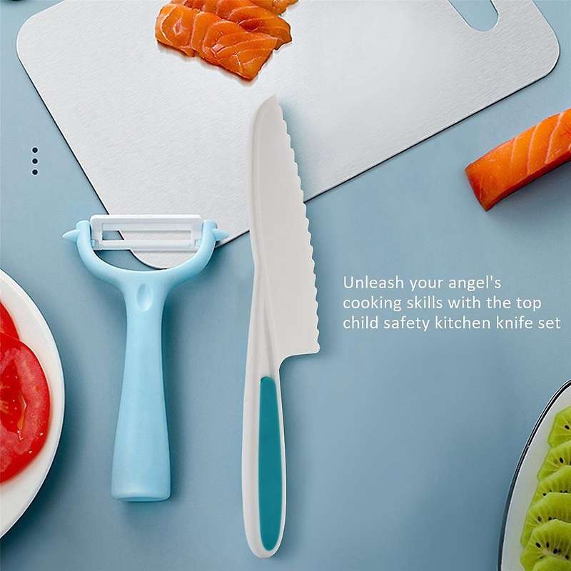 Knives for Kids 3-Piece Nylon Kitchen Baking Knife Set,Children's Cooking Knives Firm Grip, Serrated