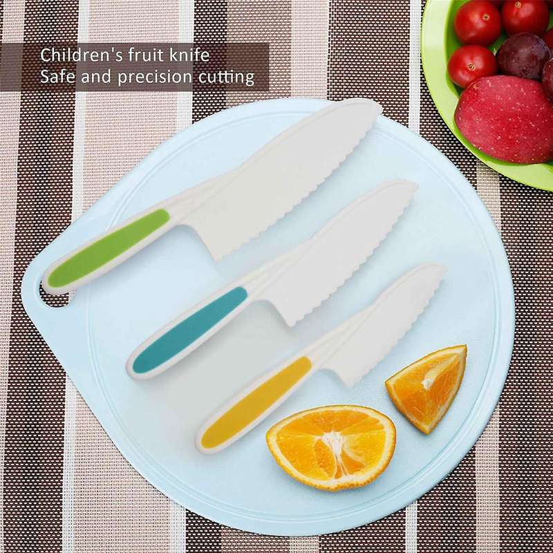 Knives for Kids 3-Piece Nylon Kitchen Baking Knife Set,Children's Cooking Knives Firm Grip, Serrated