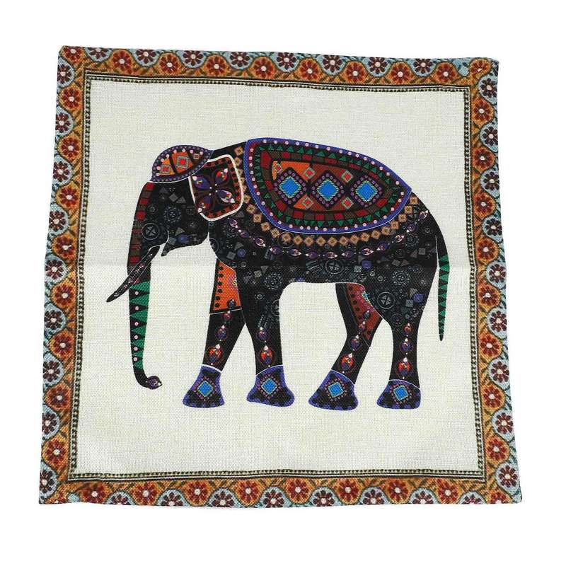 Knitted Elephant Cotton Linen Throw Pillow Case Cushion Cover Decor