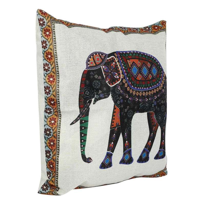 Knitted Elephant Cotton Linen Throw Pillow Case Cushion Cover Decor