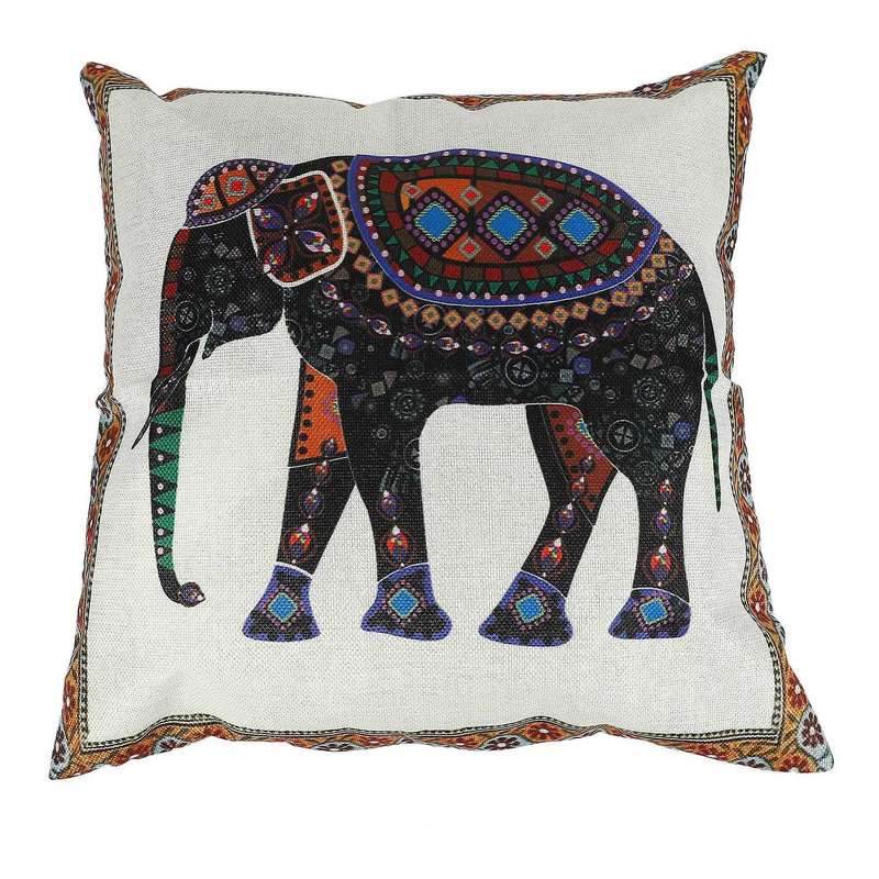 Knitted Elephant Cotton Linen Throw Pillow Case Cushion Cover Decor
