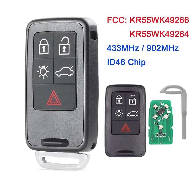 Kr55wk49264 Car Smart Key 5 Buttons for V60 S60 S60l S80 Xc60 Xc70 V40 2007-2016 Id46 Pcf7953 Chip 4