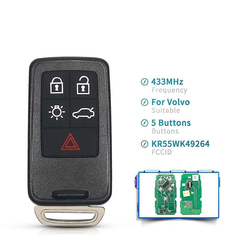 Kr55wk49264 Car Smart Key 5 Buttons for V60 S60 S60l S80 Xc60 Xc70 V40 2007-2016 Id46 Pcf7953 Chip 4