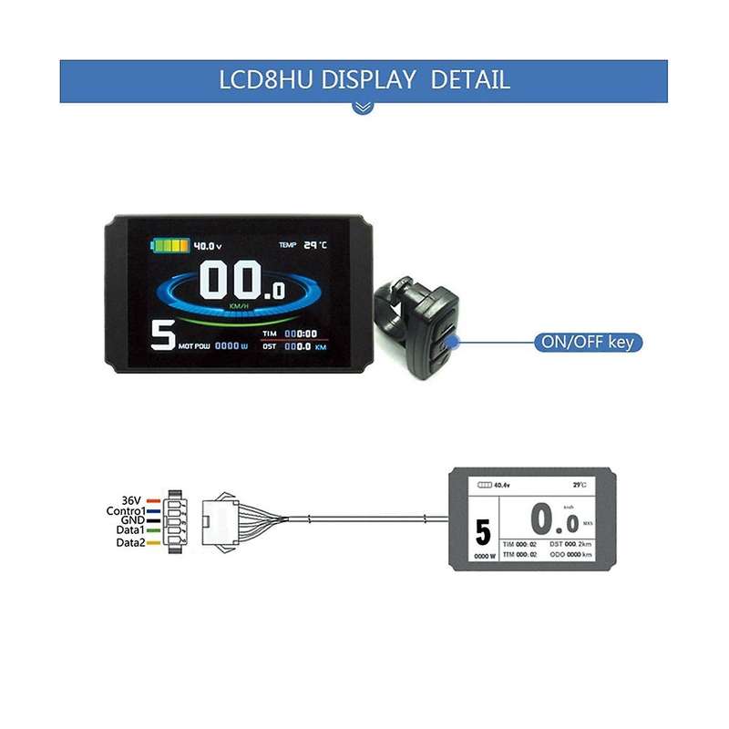 KT Electric Bicycle LCD Display 24V 36V 48V LCD8HU Bicycle Modified Lithium Electric Power with Com