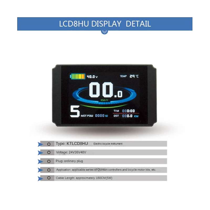 KT Electric Bicycle LCD Display 24V 36V 48V LCD8HU Bicycle Modified Lithium Electric Power with Com