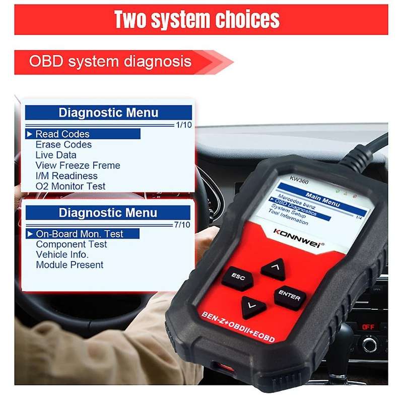 KW360 for Full-Function Car Vehicle Fault Scanner ABS Brake System Scanner Car Diagnose Tool Car OBD