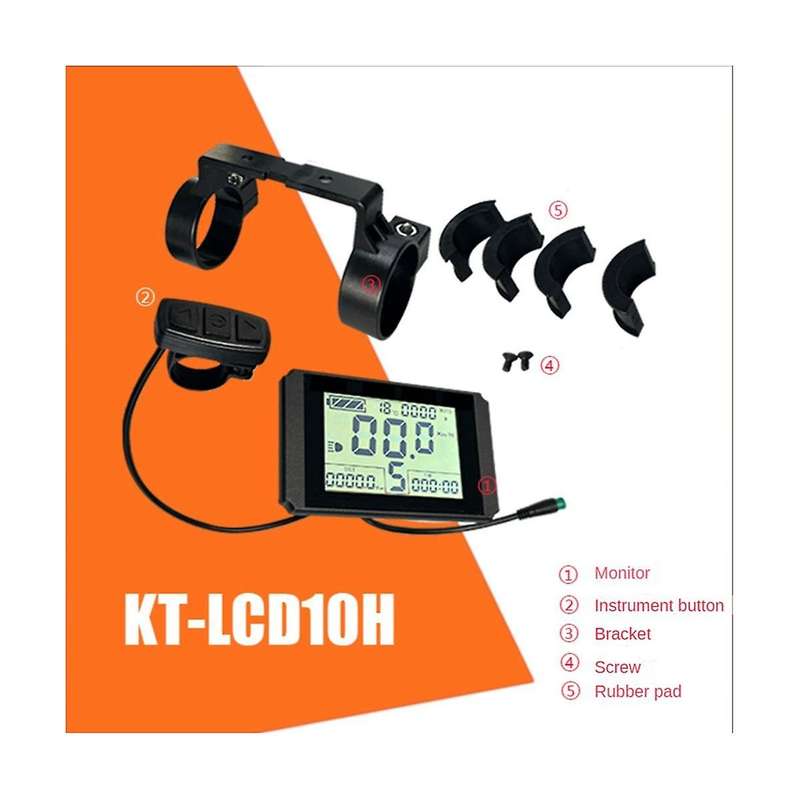 KT-LCD10H Display Ebike Meter with 5Pins Waterproof Plug 24V/36V/48V for KT Controller Kit Ebike Pa