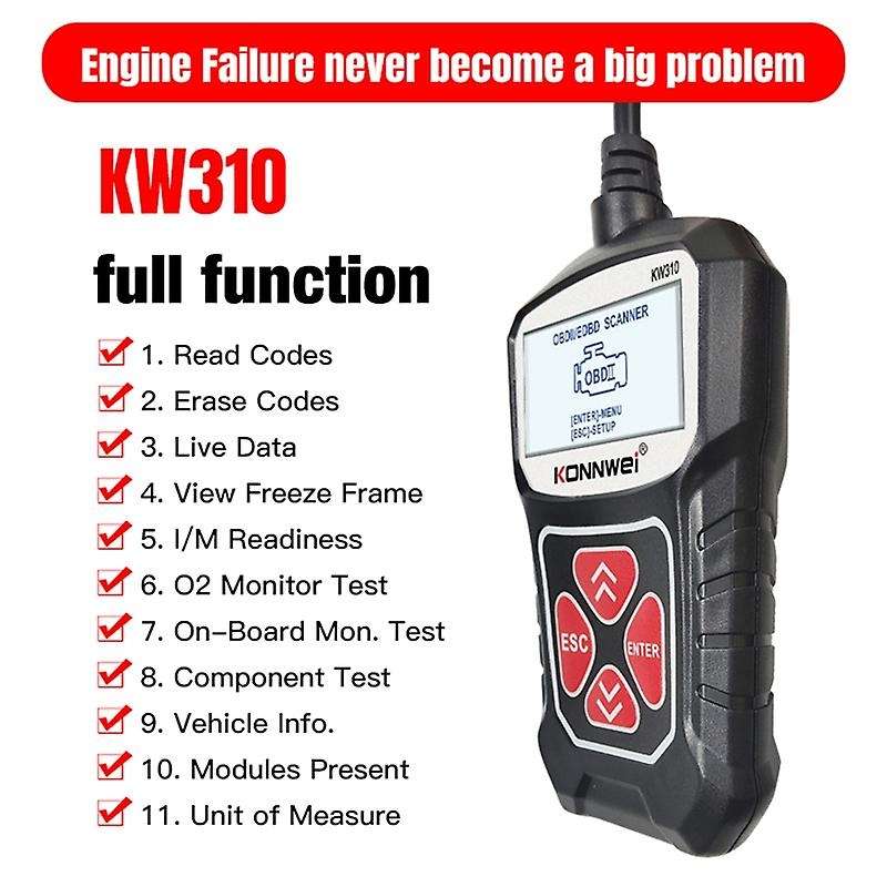 KW310 OBD2 Scanner for Auto Car Scanner Diagnostic Tool Automotive Scanner Car Tools 12V