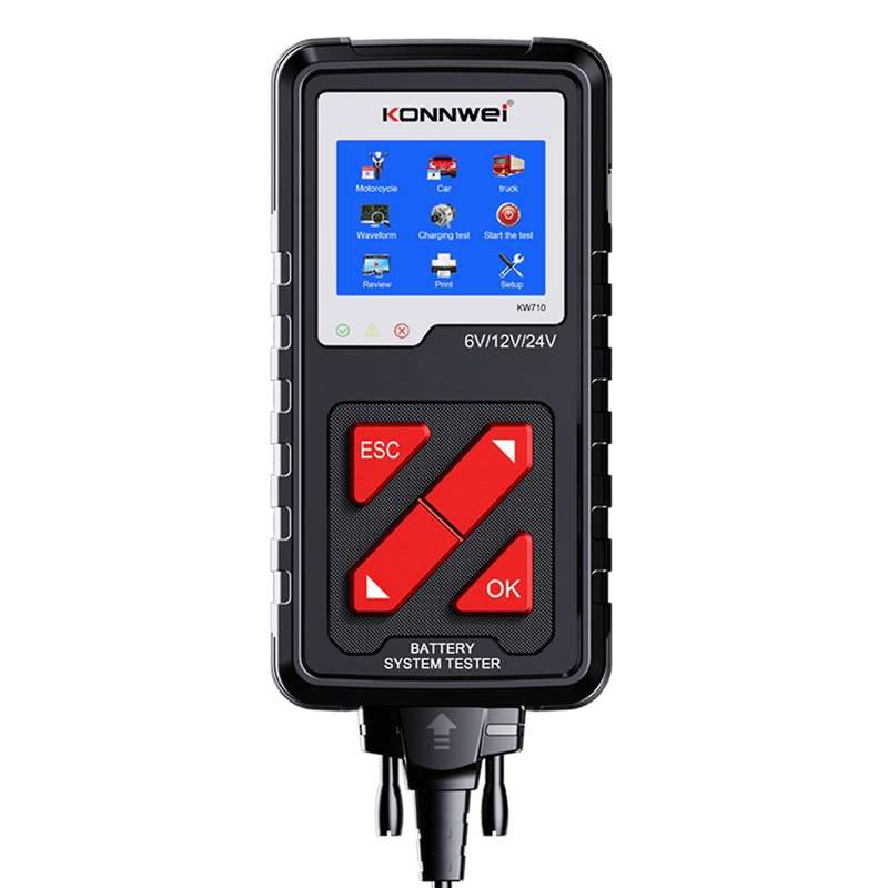 KW710 6-36V Car Battery Tester 100-2000CCA Battery Load Tester 3.2Inch Screen Cranking and Charging