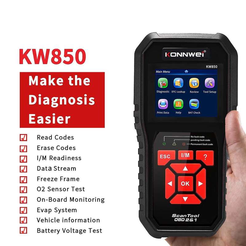 KW850 Universal OBD2 Auto Diagnostic Scanner OBD Car Diagnostic Tool ODB2 Check Engine Automotive Ca