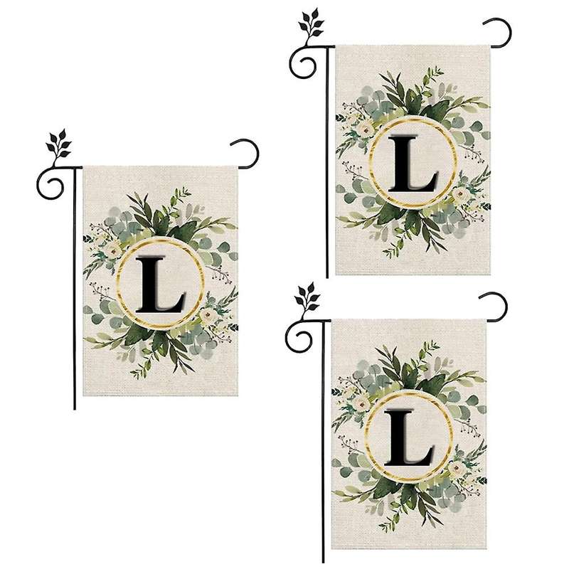 L Linen Garden Flag Double Layer Double Sided Letters Holiday Outdoor Flag Yard Decoration Flag