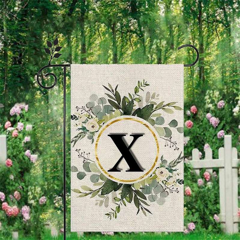 L Linen Garden Flag Double Layer Double Sided Letters Holiday Outdoor Flag Yard Decoration Flag