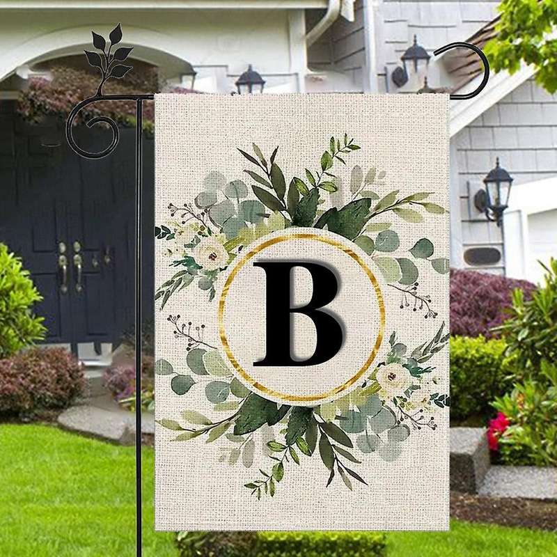 L Linen Garden Flag Double Layer Double Sided Letters Holiday Outdoor Flag Yard Decoration Flag