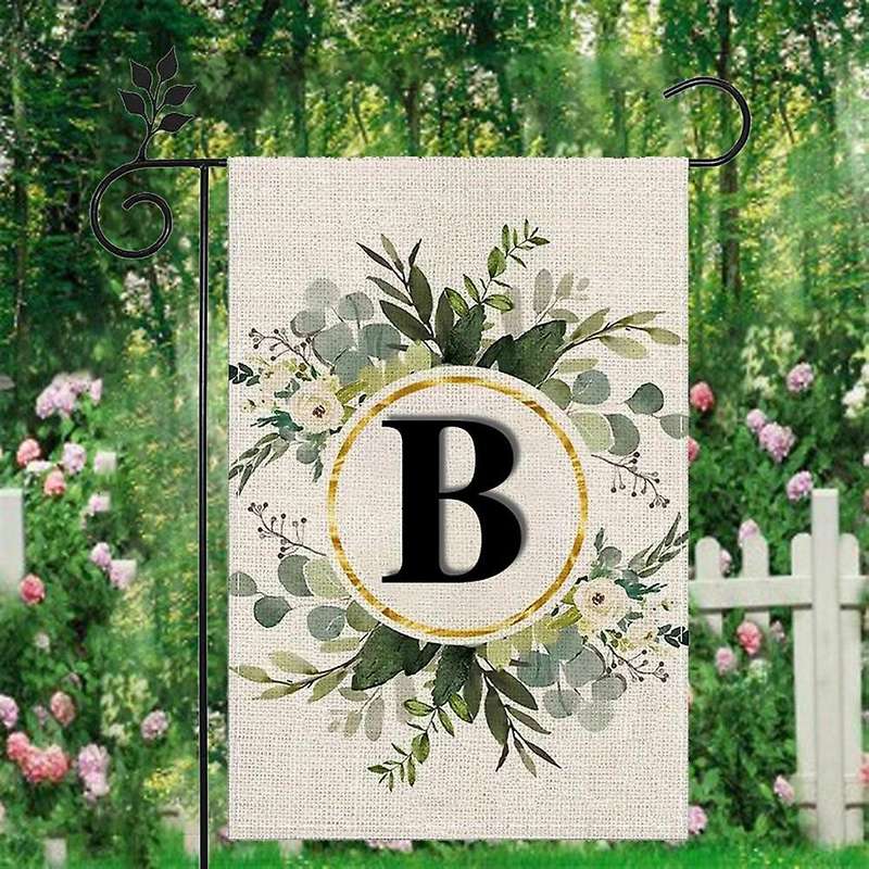 L Linen Garden Flag Double Layer Double Sided Letters Holiday Outdoor Flag Yard Decoration Flag