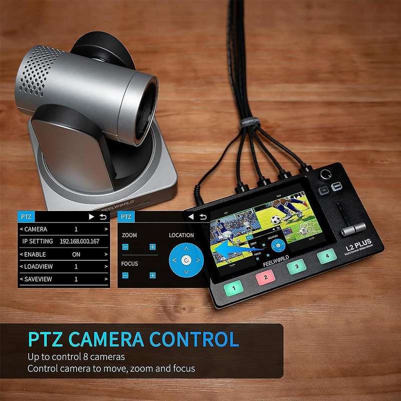 L2 Plus Multi Camera Video Mixer Switcher with 5.5In LCD Touch Screen PTZ Control Chroma Key USB3.