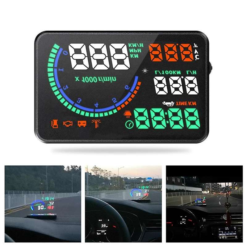 L8 HUD Head Up Display OBD 5.5 Inch Screen MPH/KM Vehicles Speed Warning System
