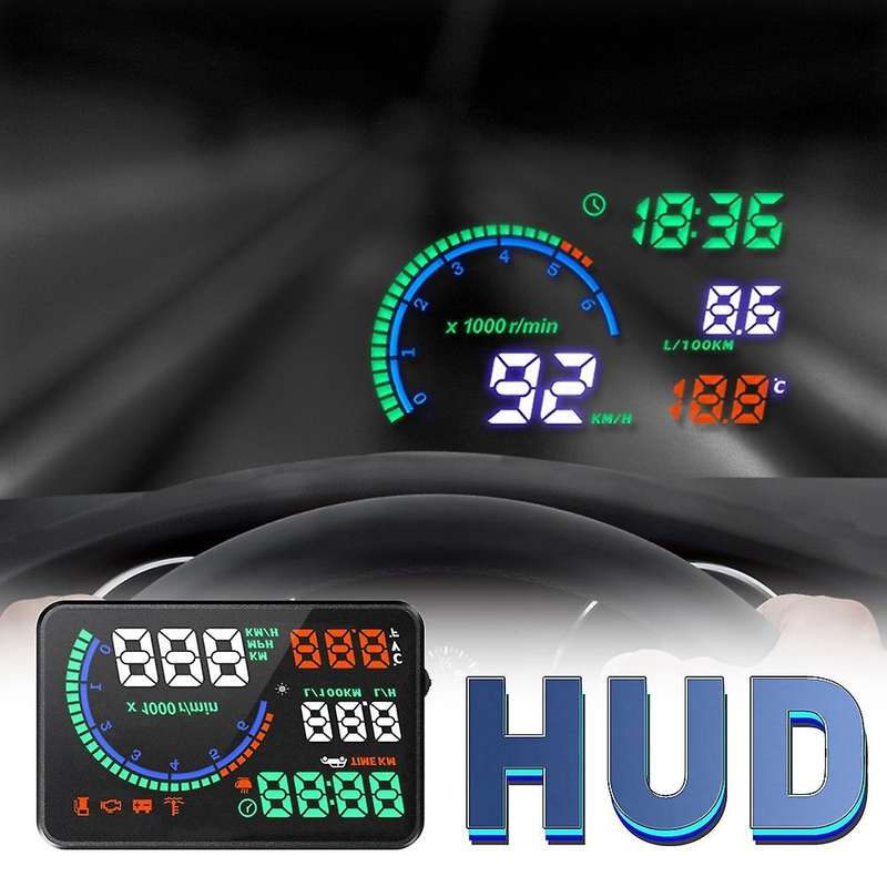L8 HUD Head Up Display OBD 5.5 Inch Screen MPH/KM Vehicles Speed Warning System