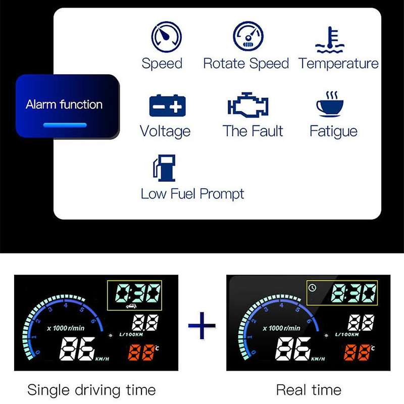 L8 HUD Head Up Display OBD 5.5 Inch Screen MPH/KM Vehicles Speed Warning System