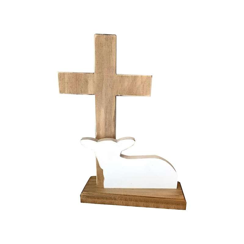 Lamb Wooden Easter Display Easter Display Lamb Christian Easter Decoration(Small)