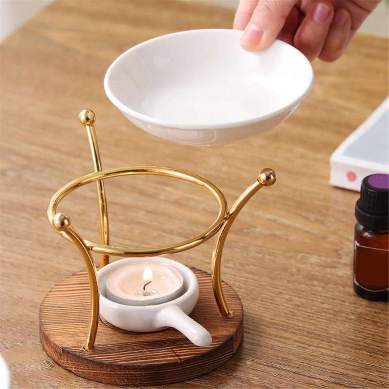 Lamp Stove Essential Oil Burner Ceramics Diffuser Iron Decoration Furnace Holder Office Wax Melt Fir